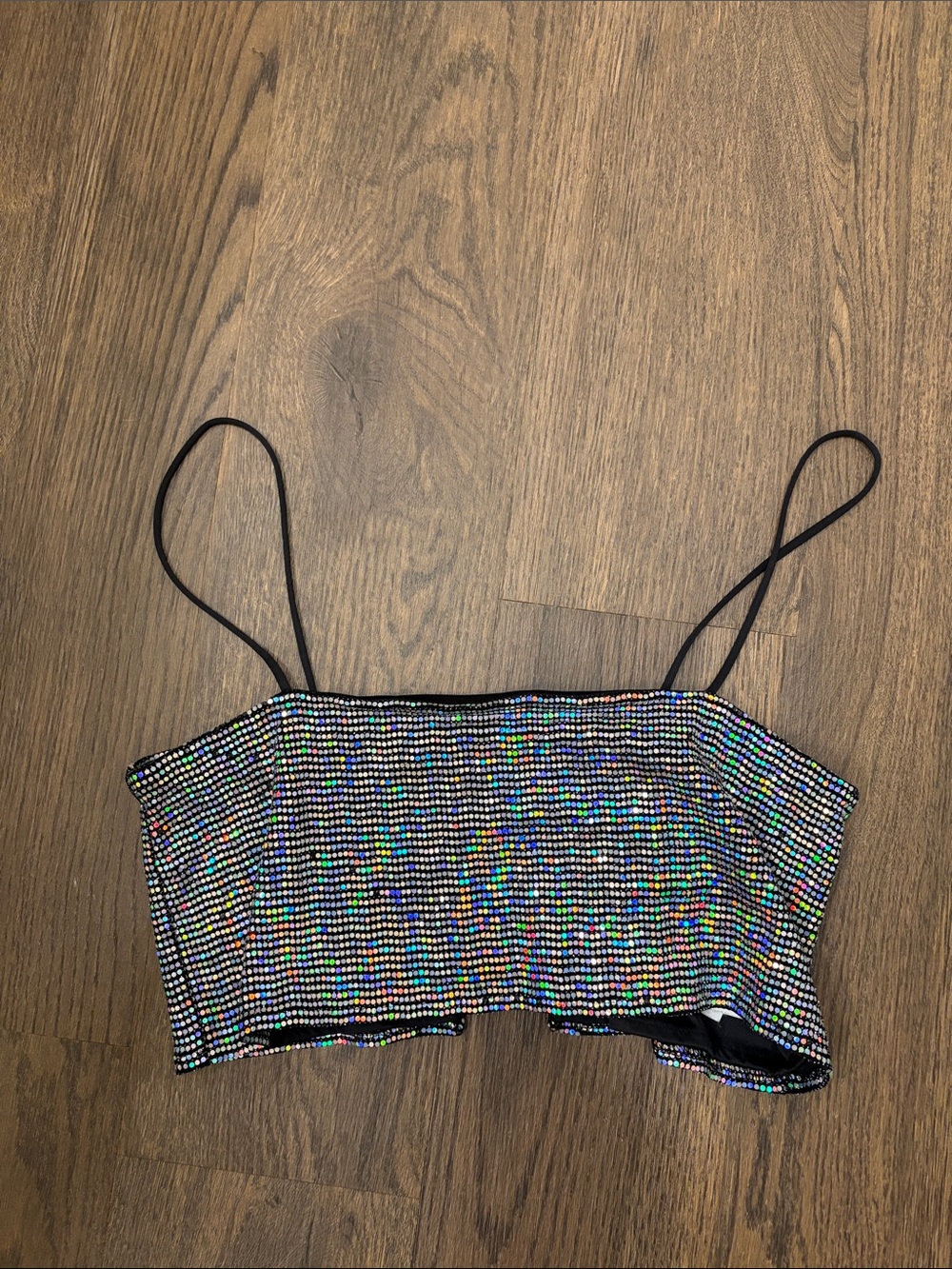 Bershka Black Multi Sequin Cropped Cami